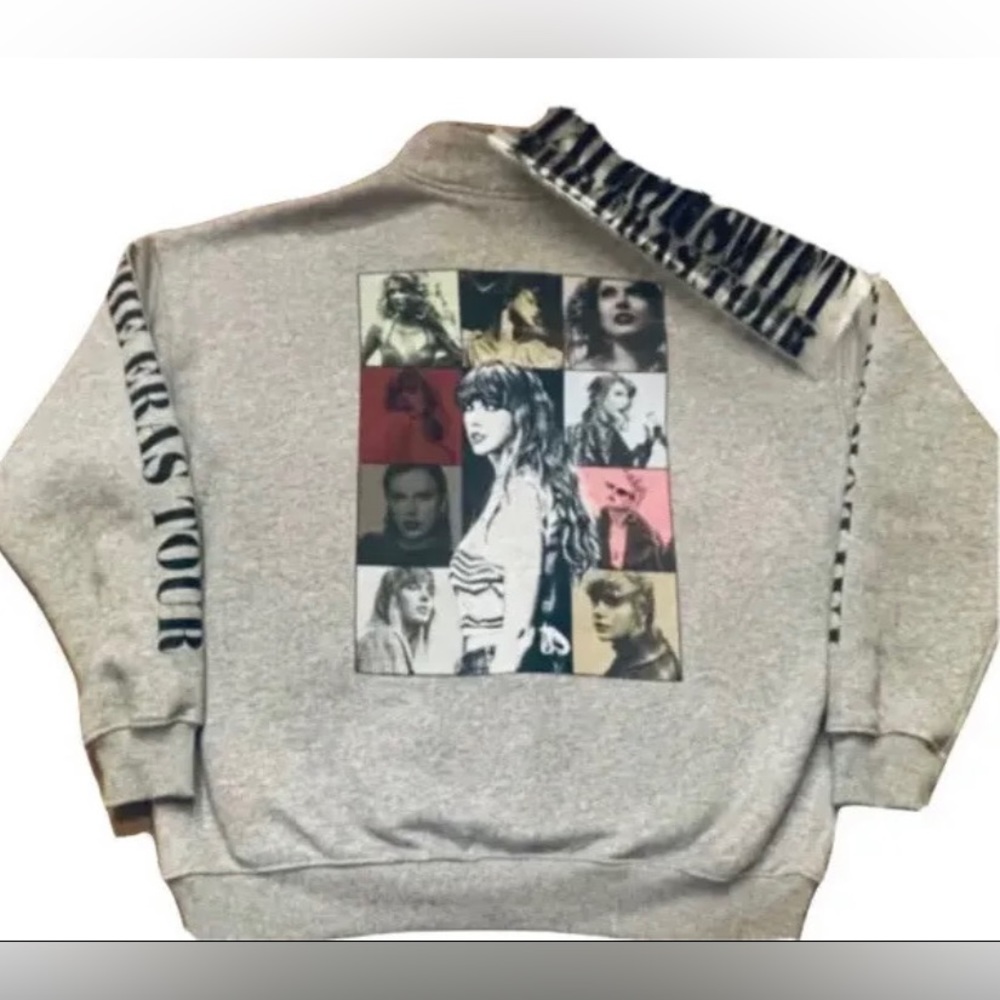 NEW MERCH Taylor Swift ErasTour Grey Pullover Quart Zip  from MERCH TRUCK